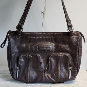 Stone Mountain Leather Shoulder Bag  Dark Brown